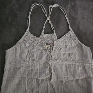 Y2k Hollister white crochet trim 100% cotton tank top